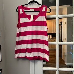 Anthropologie Pink and White Striped Tank Top size XL NWT